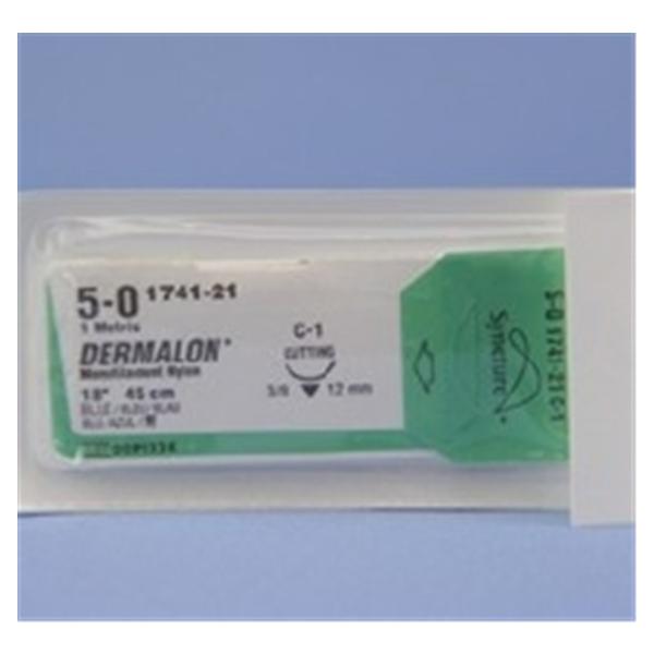 Suture 5-0 Nylon C-1 Dermalon Blue 18